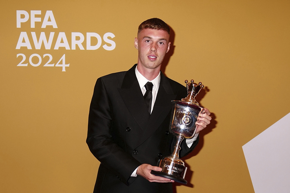 Britain PFA Player Awards: Cole Palmer poses with the PFA Young Player of the Year award